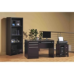 Cappuccino Wood 71-inch Bookcase with Drawer