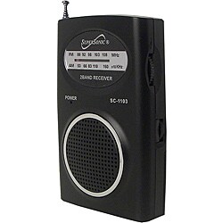 Supersonic SC-1103 Compact AM/ FM Pocket Radio with Built-in Speaker