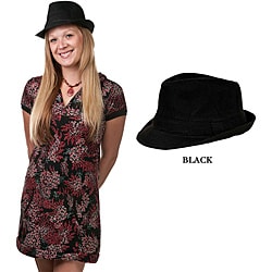 Women's Black Cotton Felt Fedora (China)