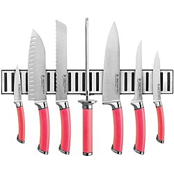 Ginsu Shoku Stainless Steel Crimson 8-piece Cutlery Set with Magnetic Storage Bar