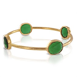 ELYA Designs 22K Goldplated Green Quartz Bangle Bracelet