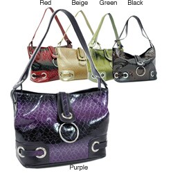 Dasein Patent Leatherette Embossed Snake Skin Hobo Bag