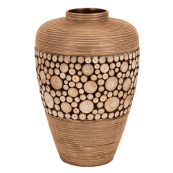 Casa Cortes Artisian Ceramic Inlay Wood Vase