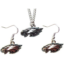 Philadelphia Eagles Necklace and Dangle Earrings Charm Set