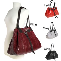 Alla Leather Art Empire Large Snake Embossed Shoulder Bag