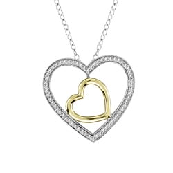 De Couer Sterling Silver 1/5ct TDW Diamond Heart Necklace (H-I, I2)