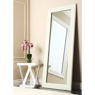 See Reviews Abbyson Living Delano Ivory Leather Floor Mirror