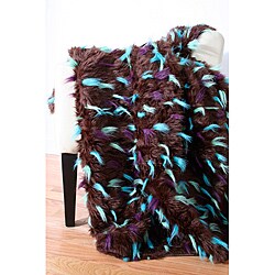 Penelope Peacock Faux Fur Throw 