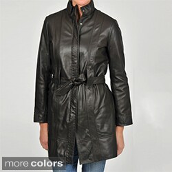 Knoles & Carter Women's Plus Size Belted Leather Jacket