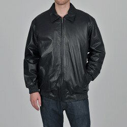 Knoles & Carter Men's Big & Tall Rib Sweep & Cuff Urban Leather Bomber Jacket