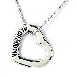 Polished Silvertone '#1 Grandma' Pendant Necklace