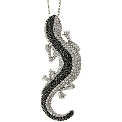 Gem Jolie Silver Overlay Cubic Zirconia Lizard Pin Pendant