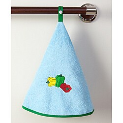 Light Blue Peppers Terry Cotton Circular Hand Towels (Set of 2)