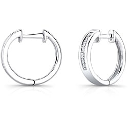 14k White Gold 1/2ct TDW Princess Diamond Hoop Earrings (H-I, I1)
