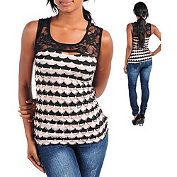 Stanzino Women's Pink/ Black Lace Sleeveless Top