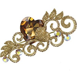 Cano Gold-Plating Crystal Stones Heart Design Brooch