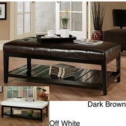 Abbyson Living Manchester Bicast Tufted Leather Coffee Table Ottoman