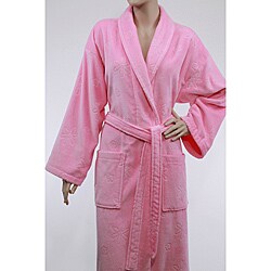Authentic Pink Hotel Spa Floral Turkish Cotton Bathrobe