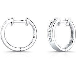 10k White Gold 1/2ct TDW Princess Diamond Hoop Earrings (H-I, I2-I3)