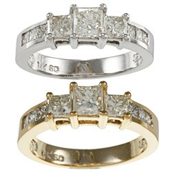 14k Gold 1.5ct TDW Princess Diamond Engagement Ring (I-J, I1-I2)