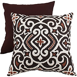Pillow Perfect Decorative Brown/Beige Damask Square Toss Pillow