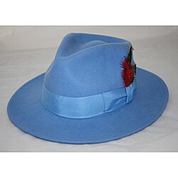 Ferrecci Men's Light Blue Wool Fedora Hat