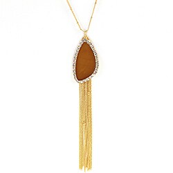 West Coast Jewelry Goldtone Caramel Colored Tassle Necklace