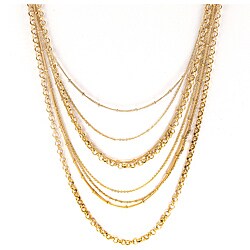 ELYA Designs Goldtone Multi-chain and Abstract Circle Necklace
