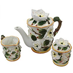 Casa Cortes Gardenia Flower Collection 9-piece Coffee/ Tea Set with Mugs
