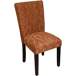Classic Parson Red/ Gold Damask Fabric Dining Chair