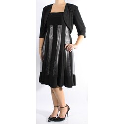 R&M Richards Women's Black/ Silver Shimmer Dress and Bolero Set