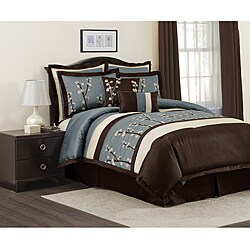 Lush Decor Cocoa Flower Blue Full-size 8-Piece Comforter Set