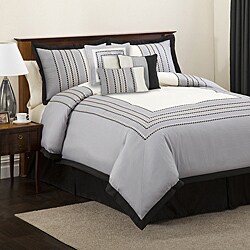 Lush Decor Villagio Black/ Silver 4-piece Comforter Set