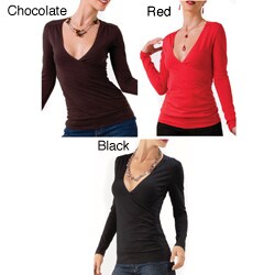 Illusion Cotton Long-Sleeve V-Neck T-Shirt