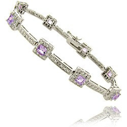 Gem Jolie Silver Overlay Amethyst and Diamond Accent Bracelet