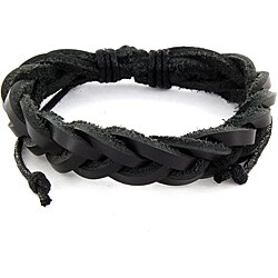 Black Leather Woven Bracelet