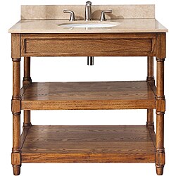 Roble Oak 36-inch Galala Beige Marble Top Sink Vanity