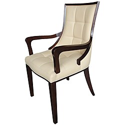 Leather and Solid Wood Barrel Chairs (Set of 6)