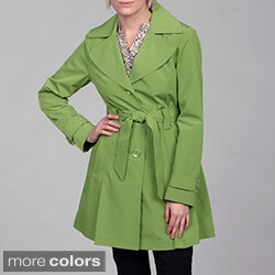 London Fog Women's Wing Collar Belted Coat