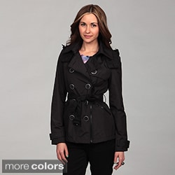 Miss Sixty Women's Double-Breasted Asymmetrical Zip Trench Coat