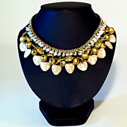 Handmade White Turquoise and Brass Beads Necklace (Thailand)