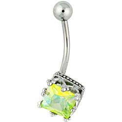 Green cubic zirconia belly ring