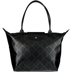 Longchamp Metallic Black Nylon Tote Bag