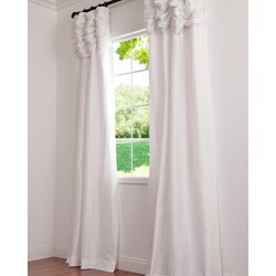 Ruched Header Eggshell Solid Color Faux Silk Taffeta 120-inch Curtain Panel