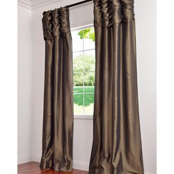 Mushroom Ruched Header Faux Silk Taffeta 120-inch Curtain Panel