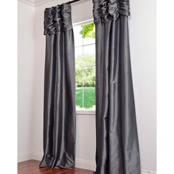 Platinum Ruched Header Faux Silk Taffeta 108-inch Curtain Panel