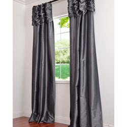 Platinum Ruched Header Faux Silk Taffeta 96-inch Curtain Panel