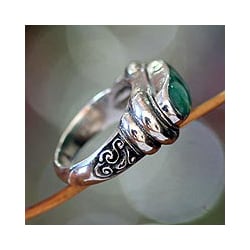 Men's Sterling Silver 'Wisdom' Jade Ring (Indonesia)