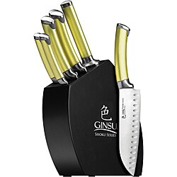 Ginsu Shoku Spiced Pear Cutlery with Black Hardwood Block Set (8-piece)