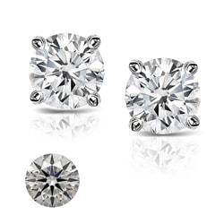 Platinum 2ct TDW Heart and Arrow Diamond Stud Earrings (H-I, SI1-SI2)